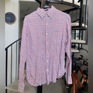 J.Crew Plaid Blue/Red/White Linen Long Sleeve Button-Down Shirt Men’s Small Slim
